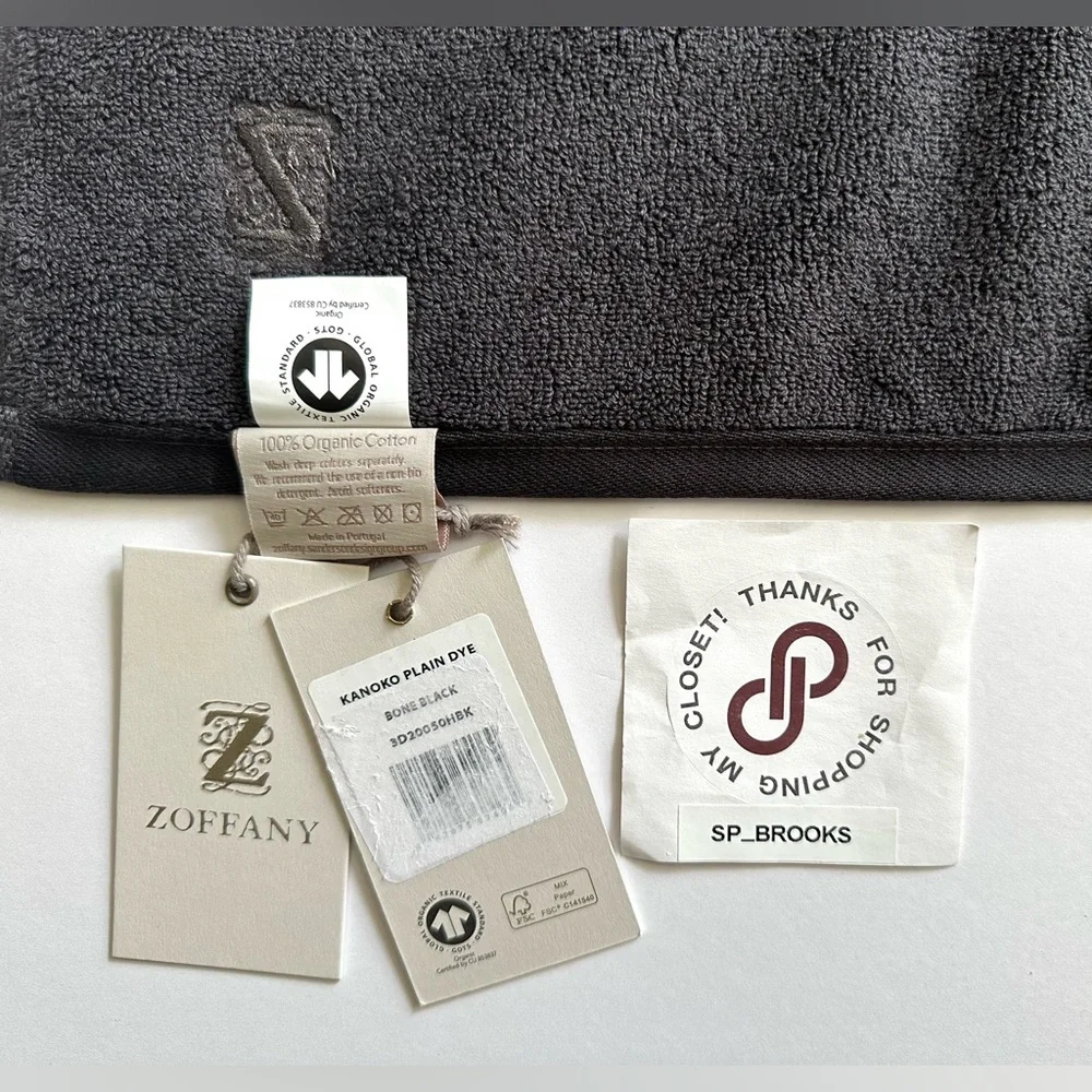 🎁ZOFFANY Hand Towels - Set of 2 - Bone Black - 3D20050HBK - Kanoko Plain Dye